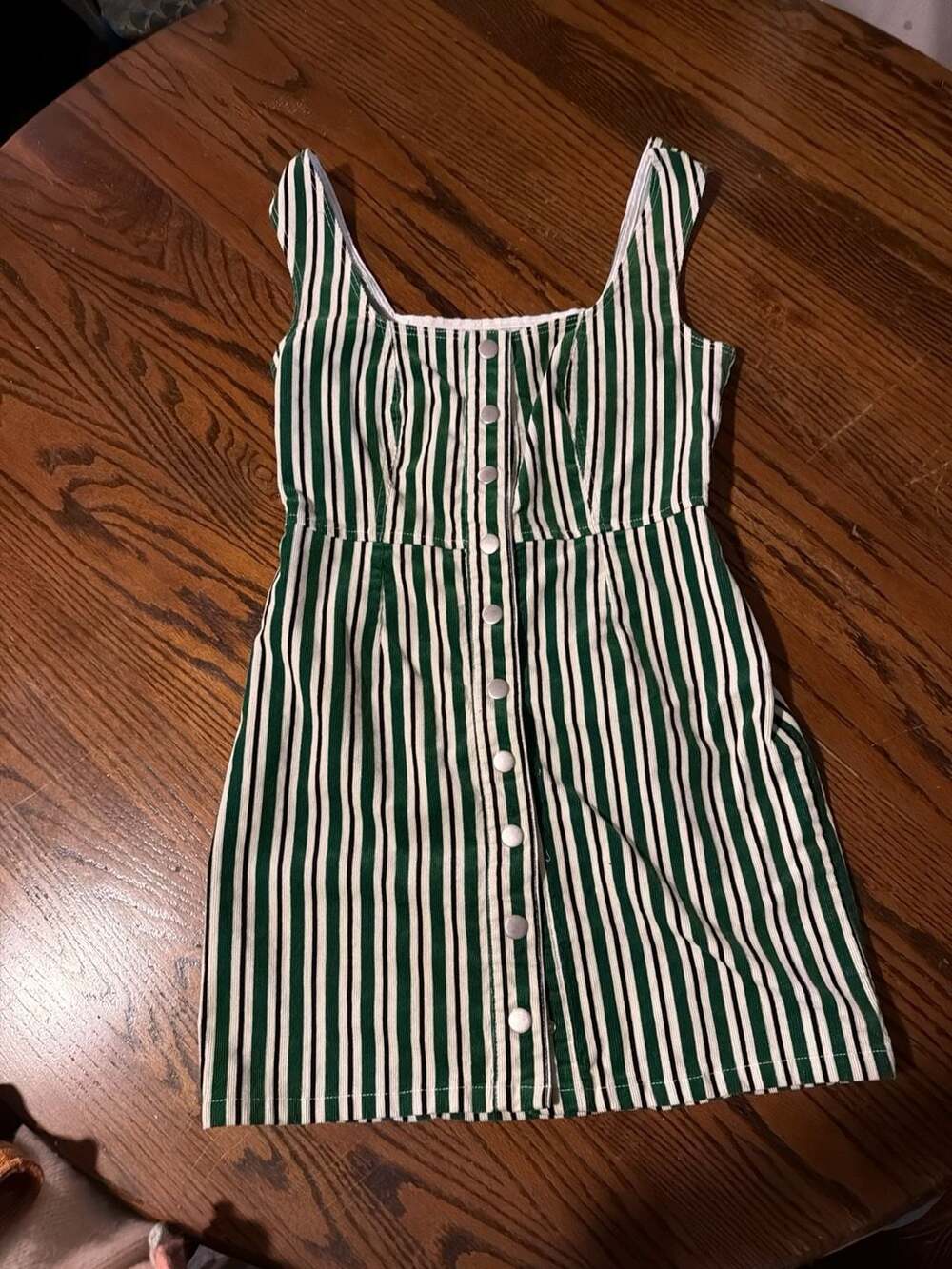 Urban Outfitters Green Striped Corduroy Button-Down Mini Dress Size 4